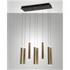 Fabas PRADO LAMPADARIO A SOSPENSIONE OTTONE SATINATO E NERO L.60X20cm 8 LUCI A LED 3000K - 52W - 5760 lm DIMMERABILE