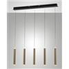 Fabas PRADO LAMPADARIO A SOSPENSIONE NERO E OTTONE SATINATO L.90X8CM 5 LUCI RETTANGOLARE A LED 3000K - 33W - 3600 lm