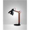Fabas SVEVA LAMPADA DA LETTURA DA TAVOLO NERA/NOCE IN METALLO E LEGNO 1 LUCE ATTACCO E27 ORIENTABILE