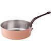 Pentole Agnelli ALCU107G32 Casseruola Bassa di Rame con 1 Manico in ottone fuso, Rame Liscio Stagnato a Mano, 32 cm