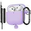 AOTUAO Custodia Compatibile con AirPods 4a Generazione Case Cover con Kit di Pulizia, Case Protettiva Antiurto in Silicone per AirPods 4 2024 Custodia con Moschettone, Lavanda