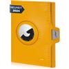 Marc Peter® Jupiter Airtag Portafoglio in vera pelle con scomparto per monete, piccolo portafoglio Airtag da uomo con RFID, mini portafoglio per Apple Airtag, giallo., Portamonete XL con scomparto