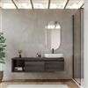 DEGHI Mobile bagno sospeso 160 cm rovere grigio con cassettoni e specchio - Balik