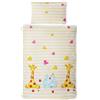 Gräfenstayn®, lenzuola per bambini, 2 pezzi, motivo con animali, chiusura lampo integrata, 100% cotone. Copripiumino 135 x 100 cm; federa 60 x 40 cm (Giraffa & Elefante)