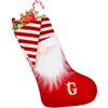 TOPWAYS Calza di Natale, 50 cm, grande, personalizzata, con gnomi da caminetto, Babbo Natale, da appendere, con campana, lettera, ricamo, calze natalizie per vacanze in famiglia, decorazioni per feste di