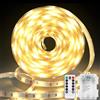 echosari Striscia LED con batteria e telecomando, 3M 90LED completamente coperta, striscia LED alimentata a batteria, timer, autoadesiva, tagliabile, nastro luminoso LED per TV, armadio da cucina, decorazione