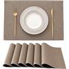 Arwllzz Tovaglietta in Pelle Set di 6 Tovagliette Ecopelle Impermeabili 30 x 45 cm Vintage Tovagliette Americane Eleganti Colazione Tovaglietta Lavabile per Cucina Ristoranti e Hotel Cena, Pranzo