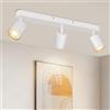 TaFiCo Faretto da Soffitto LED 3 Luci - Lampada da Soffitto GU10 Bianco - Plafoniera LED Faretto Moderno Orientabile - Faretti LED Soffitto per Soggiorno Camera da Letto Cucina - Senza Lampadina