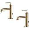 KRAUS Ramus KBF-1221BG-2PK - Rubinetto monocomando per lavabo con asta di sollevamento, colore: oro spazzolato
