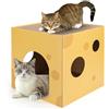 Nobleza Cuccia Gatti con Tiragraffi & Catnip, Casetta per Gatti in Cartone con Blocchi Tiragraffi Cuccia Gatti per Interni, per Gatto Domestici e Piccoli Animali(35x35x35cm)
