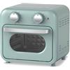 Empotec Friggitrice ad Aria Mini Vintage Forno 230 Gradi Cottura Timer Green Verde 10 LT Potenza 730-870W Voltaggio 220-240V Manopole Multifunzione