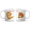PHOTOCITY Coppia tazze personalizzate con nomi, set di 2 tazze bianche in ceramica personalizzabili - 350ml Idea Regalo per San Valentino, Compleanno e Natale (I need you to be completed Pizza)