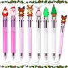 KIKVTER Penne Natalizie, 7 Pezzi Penne a Sfera Natalizie, 6 In 1 Penna Navetta Retrattile Multicolore, Albero di Natale Pupazzo di Neve Babbo Natale Penne Roller per Riempitori di Calza Bomboniere