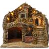 Mondo in Casa Presepe Completo Illuminato Natalizio con capanna e Grotta per statuine Artigianali, con Cascata Completa di motorino.