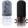 SUNMON Filtro popscreen per microfono, compatibile con HyperX QuadCast - Copertura in schiuma per microfono con muffola in pelliccia per HyperX QuadCast S, QuadCast S, bianco (2 pezzi)