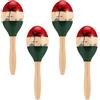MOUYAT 4 maracas in legno da 24 x 6 cm, a percussione dipinte, per case, scuole, feste, concerti e spettacoli