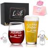 Joymaking Set di bicchieri da vino e da birra con incisione, per la migliore mamma e il miglior papà del mondo, regali per genitori, papà, mamma, genitori personalizzati, regalo per la festa della