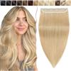 SEGO Extension Capelli Veri Clip Fascia Unica Folta 40cm 80g 100% Remy Human Hair Extensions Singole Larga 22cm #24 Biondo Naturale