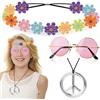 Aurasky Accessori per Costume Hippie, Hippie Accessori Anni '60 e '70, Costume da Hippie Occhiali Vintage Anni '60 Simbolo Della Pace Collana B