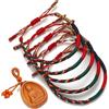 LUCKY BUDDHIST 5 Bracciali Tibetani Buddisti Regolabili - Bracciali in Corda Intrecciata per Uomo e Donna - Include Portachiavi Buddha in Legno