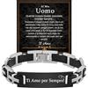 FANCIBAND Regalo Anniversario per lui, Bracciale Uomo Acciaio Silicone con IncisioneTi Amo per Sempre, Regalo di Coppia Anniversario Compleanno San Valentino Matrimonio Natale