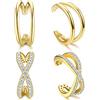 KALVICA 2 Paia 925 Argento Sterling Ear Cuff per Donna Ragazza Helix Piercing Finti Cartilagine Clip Orecchini Regolabile Anallergici Orecchini a Polsino Argento Oro Oro Rosa