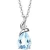 FANCIME Collana Donna con Ciondolo Teardrop in Oro Bianco 14 carati (585) Solido e Catena in Argento 925 con Acquamarina Sintetico e Diamanti Naturale Gioielli per Ragazze Mamma- Catena Lunghezza: 40 + 5 cm