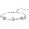 Qings Bracciale Donna Alessandrite Cuore Argento 925 Giugno Bracciali Regolabili Simbolo dell'infinito Pietra di Nascita con 3 Charms Zirconi a Forma di Cuore Regali di Natale per la Mamma Ragazze