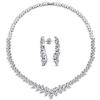 Bling Jewelry Collana a V con collare dichiarativo in stile vintage moda sposa multi marquise foglia starburst AAA CZ con orecchini pendenti a lampadario coordinati set di gioielli per donne matrimonio ballo