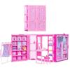 Barbie Dream Closet giocattolo e contenitore con vestiti e accessori, larghezza 90 cm, con oltre 25 pezzi, include 4 look alla moda completi