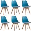DEYARNA HOME Set di 6 Sedie da Pranzo Moderne con Cuscino in Tessuto Imbottito, Sedie da Cucina Scandinave con Gambe in Legno di Faggio (Verde Scuro)
