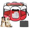 KQWVZ Box Pieghevole Per Animali Domestici, Box Per Gatti, Box Per Cani Piccoli, Box Cani Per Interno, Recinto Pieghevole Per Cani, Box per Cuccioli per Piccoli Animali, 74 x 74 x 43 cm (Beige+Rosso)