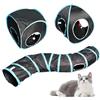 Focenat 3 in 1 Tunnel per Gatti, Pieghevole Tunnel Gatto, Giochi Interattivo per Gatti con Palla di Campana, Pop Up Tenda di Gatto, Casetta di Gatti Portatile, Giochi Tunnel per Gatti Cani Conigli (B)