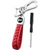 CGEAMDY Anello Portachiavi per Auto, Portachiavi in Pelle Intrecciata, Anti-Smarrimento Porta Chiavi Auto, Porta Chiavi in Pelle Intrecciata Multicolore, Per Chiavi Di Auto, Moto(Rosso)