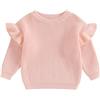ZZLBUF Neonato Della Ragazza Del Ragazzo Maglione A Maglia Volant Manica Lunga Tinta Unita Maglione Del, A2# rosa, 2-3 Anni