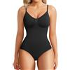 BRABIC - Intimo modellante da donna, body con controllo pancia, mutandine senza cuciture, senza maniche, top con scollo a V, canottiera, nero, X-Large/XX-Large