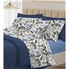 Riad Arredo Set Completo Letto 100% Cotone Percalle Italiano - Set Lenzuola Morbido Delicato Made in Italy (Tropical Blue, Matrimoniale)