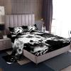 Homewish Set di lenzuola matrimoniali con lupo lunare per ragazzi e ragazze, set di lenzuola con lupo bianco e nero, decorazione gotica per la casa, animali safari selvaggi, lupo di montagna, lenzuolo con