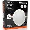 Eurocali Faretti LED da incasso 12W rotondi cornice bianca Luce Bianco Naturale Downlight Ø 170.8x28.4mm con Incasso Ø 123 mm - Pacco da 2
