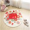 Morbuy Rotonda Tappeto Salotto Cucina Bagno Bambini Camera da Letto Yoga, Moderno Carton Stampa Soggiorno Antiscivolo Tappeti Decorazione della Casa (60x60cm,Animale Carino)