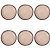 Villa d'Este Home Tivoli Set 6 piatti frutta beige in gres, bordo marrone, Bretagne Terra