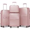 British traveller Set di 4 valigie leggere in polipropilene rigido, alla moda, da viaggio, bagaglio a mano da cabina, serratura TSA con 4 ruote girevoli da 35,6 cm, 50,8 cm, 61 cm, 71,1 cm, Nude, Set