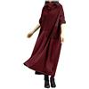 IQYU Abito invernale da donna, a maniche lunghe, caldo, elegante, in maglia, da donna, invernale, lungo, a collo alto, vintage, in cotone, oversize, elegante, casual, maglione, Vino, M