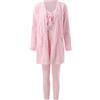 Generic Pigiama da donna invernale caldo in peluche sexy casual 3 pezzi set pigiama a maniche lunghe soffice pile Teddy cardigan cappotto crop canotte pigiama pantaloni loungewear abiti da notte, rosa, M