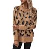 DJYQLCWA Maglioncino Coprispalle Donna Maglione Donna Lana Maglione Lavorato a Maglia Jacquard con Stampa Leopardata Moda Donna Autunno Inverno 2024 Europeo e Stile Khaki, S