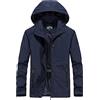 Masrin Giacca impermeabile di media lunghezza con cappuccio, da uomo, impermeabile, antivento, giacca funzionale 2023, giacca da arrampicata con chiusura lampo, giacca da trekking, giacca da motociclista,