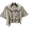 Galeone - Biancheria e Tessuti Poncho Pile Donna - Coperta con Maniche, Mantella da Camera in Coral con tasconi, Colletto e PON PON in Pelliccia (Grigio)