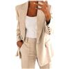 Generico Tailleur Donna Eleganti Cerimonia Estivi Manica Lunga Pantaloni E Giacca Curvy Completo Due Pezzi Tinta Unita Slim Fit con Tasche Completo Donna Elegante Set di 2 Pezzi Blazer da Lavoro