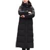 Generic Cappotti invernali da donna UK Puffer extra lungo cappotto con cappuccio zip up piumini trapuntati spacco laterale piumino lungo body warmer soprabito con tasche, Nero , 3XL