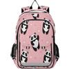 HMZXZ Zaino per la scuola con grazioso orsetto panda, leggero, zaino da viaggio per studenti, zaino da viaggio con cuori a pois e strisce riflettenti, Multi